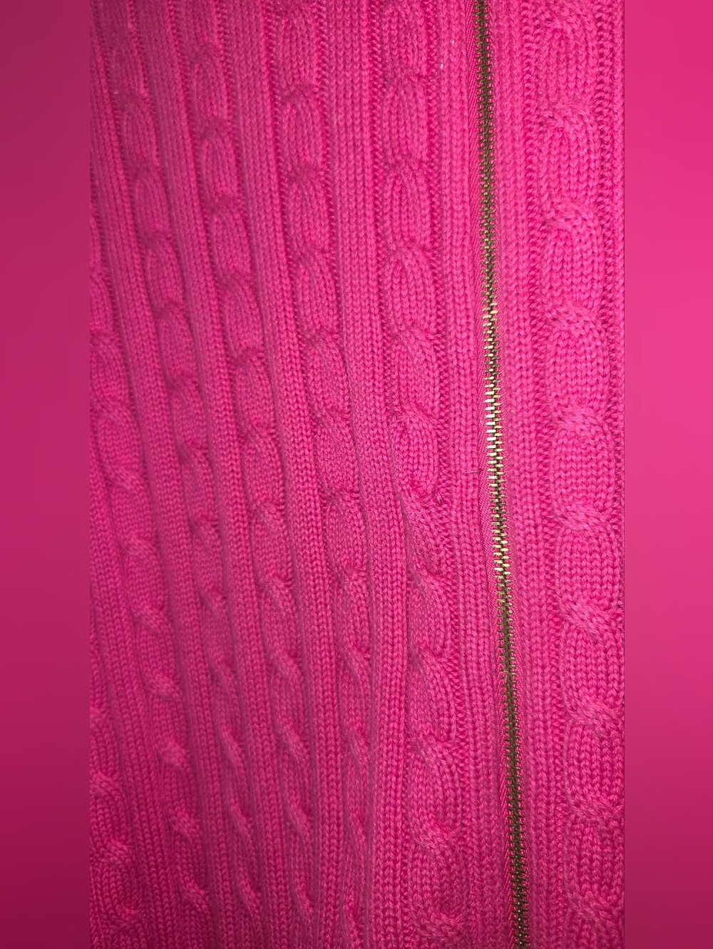 Vintage Ralph Lauren Pink Cable-Knit Zip Sweater Full Zip With Crest 2X - Picture 6 of 8